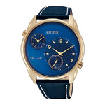 Citizen AO3033-00L นาฬิกาผู้ชาย Dual Time Blue Leather Quartz Men's Watch