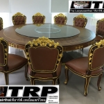 Trp.Lazy Susan 懒惰的苏珊 旋转玻璃餐桌 中式旋转玻璃桌套装 ทีอาร์พี.เลซี ซูซาน จาน หมุน โต๊ะจีน ประกอบด้วย : กระจก กลม ขนาด 140 cm.หนา 12 mm.จานหมุน 28 นิ้ว (สำหรับโต๊ะกลม 220 ซม.นั่ง 15.คน)