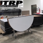 Trp.ทีอาร์พี Round Table 圆桌会议 餐桌 中式餐桌 配有旋转镜组 โต๊ะกลม โต๊ะจีน ขนาด 180 cm.นั่ง 12 คน โต๊ะกลม พับครึ่ง มีล้อ,หน้าขาวโฟเมการ์,ขาเหล็กชุปโครเมี่ยม,โต๊ะประชุม,โต๊ะสัมมนาโต๊ะจัดเลี้ยง,โต๊ะโรงแรม Round Table Folding half with wheels Tablechairthai