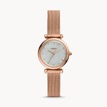 Fossil ES4505 นาฬิกาผู้หญิง Carlie Mini Three-Hand Rose Gold-Tone Stainless Steel Women's Watch