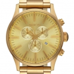 Nixon A386-502-00 นาฬิกาผู้ชาย The Sentry Chronograph Gold-Tone Quartz Men's Watch