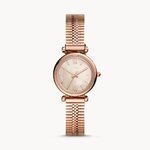 Fossil ES4697 นาฬิกาผู้หญิง Carlie Mini Three-Hand Rose-Gold-Tone Stainless Women's Watch