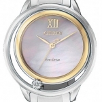 Citizen EW5514-87D นาฬิกาผู้หญิง Eco-Drive Diamond Two-Tone Women's Watch
