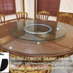 กระจกจานหมุนโต๊ะจีน เลซีซูซัน Lazy Susan Turntable 懒惰的苏珊 旋转玻璃餐桌 中式旋转玻璃桌套装 กระจกกลมใสขนาด 90 cm.หนา 10 mm.จานหมุน 20 นิ้ว(สำหรับโต๊ะกลม 160 ซม.)