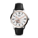 Fossil ME3104 นาฬิกาผู้ชาย Fossil รุ่น ME3104, Townsman Automatic Black Leather Men's Watch