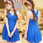 ชุดว่ายน้ำคนอ้วนพร้อมส่ง :ชุดว่ายน้ำแฟชั่นสีน้ำเงินแบบเก๋สายไขว้ด้านหลังกางเกงขาสั้นใส่ด้านในน่ารักมากๆจ้า:รอบอก38-46นิ้ว เอว32-40นิ้ว สะโพก38-48นิ้วจ้า