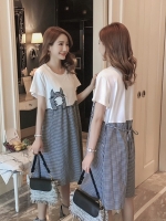 ชุดคลุมท้องเปิด แบบน่ารักลายแมวน้อย ช่วงบนผ้ายืด ด้านล่างเป็นฝ้าย มีเชือกปรับขนาดครรภ์ M,L,XL,XXL