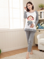 ชุดเสื้อกางเกงเปิดให้นม ลายลิงจ๋อ ชุดแขนยาวขายาว ผ้านิ่มมากค่ะ M,L,XL,XXL