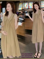 เดรสคลุมท้องแฟชั่นสบายๆ ผ้าชีฟองดูหรูมาก สไตล์เกาหลีสุดๆ แขนกุดปกใหญ่ ใส่ได้หลายโอกาสมากค่ะ M L XL XXL