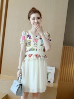 เดรสคลุมท้องแฟชั่น ผ้้าชีฟองพริ้วสวย เปิดซิปให้นมได้ มีเชือกผูกปรับขนาดได้ M,L,XL,XXL