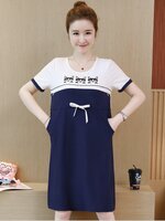 ชุดคลุมท้องเปิดให้นม แขนสั้น ลายแมวเหมียว ปรับขนาดได้ตามอายุครรภ์ M L XL XXL