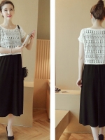 ชุดเดรสแฟชั่นเปิดให้นม ชุดยาว ผ้ายืดตัวนิ่มมากมาพร้อม เสื้อนอกเป็นลูกไม้สวย M,L,XL,XXL