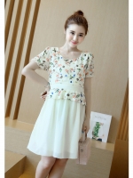 เดรสคลุมท้องแฟชั่น ผ้้าชีฟองพริ้วสวย เปิดซิปให้นมได้ มีเชือกผูกปรับขนาดได้ M,L,XL,XXL