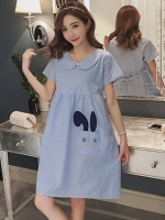 ชุดคลุมท้องเปิดผ้าฝ้ายคอบัว ลายตรง มีกระเป๋าด้านหน้า น่ารักมากค่ะ M,L,XL,XXL