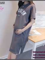 เดรสคลุมท้องแฟชั่นเกาหลี คอกลมแขนสั้น ผ้านิ่มใส่สบาย M L XL 2XL 3XL