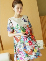 เดรสคลุมท้อง ลายการ์ตูน น่ารักแบบเรียบหรู M , L , XL , XXL