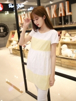 เสื้อคลุมท้อง แขนสั้น ขาวเหลือง