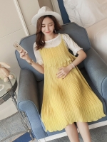 เอี๊ยมกระโปรง+เสื้อ เอี๊ยมคลุมท้องยาว อัดพรีททั้งชุด เป็นระบาย 2ชั้น สวยมากค่ะ M L XL XXL