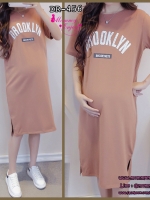 เดรสคลุมท้องแฟชั่นเกาหลี คอกลมแขนสั้น ผ้านิ่มใส่สบาย M L XL 2XL 3XL