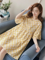 ชุดคลุมท้องเปิดให้นมแฟชั่น ผ้าฝ้าย ลายน่ารัก มีซับใน เปิดให้นมแนวนอน M,L,XL,XXL