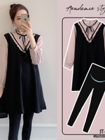 ชุดเสื้อคลุมท้อง+กางเกงขายาว แต่งระบายที่อก มีเชือกผู้ที่คอ เนื้อผ้าดีมากสวย นุ่ม ไม่ต้องรีดค่ะ M,L,XL,XXL