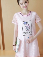 เดรสคลุมท้องสไตล์เกาหลี ผ้าไหมแก้ว ลายน่ารัก มีซับในทั้งชุด M,L,XL,XXL