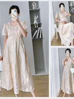 ชุดคลุมท้องแฟชั่นเกาหลี ลูกไม้ รอบคอประดับมุก มีซิบด้านข้างใส่ง่าย แขนตุ๊กตา มีซับในเต็มชุดคุณภาพดี ใส่สวยมากดูดีค่ะ M L XL XXL