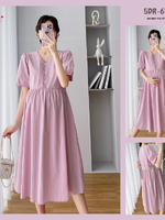 ชุดคลุมท้องแฟชั่นเกาหลี แขนตุ๊กตา กระดุมเปิดให้นมได้ มีเชือกปรับขนาดครรภ์ได้ ใส่สวยถึงคลอดเลยค่ะชุดนี้ M L XL XXL