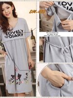 ชุดคลุมท้องเปิดให้นม สีเทา ลายหมีน้อย L