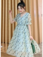 ชุดคลุมท้องเปิดให้นม ผ้าชีฟอง มีซับใน เปิดให้นมแนวนอน มีเชือกด้านหน้าปรับขนาดครรภ์ M L XL XXL