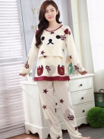 ชุดเสื้อ+กางเกงคนท้อง ลายหมี มีกระเป๋าหน้า กางเกงขายาว ผ้ายืดนิ่ม ใส่สบายไม่ระคายเคือง M,L,XL,2XL,3XL