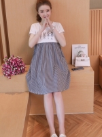 ชุดคลุมท้องเปิดให้นมแบบซิบ ผ้า cotton นิ่มใส่สบาย ลายลิงน้อย มีกระเป๋าข้าง มีเชือกผูกปรับขนาดครรภ์ M,L,XL,XXL