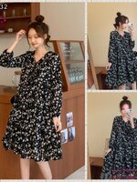 ชุดคลุมท้องแฟชั่นแขนยาว ผ้าพริ้วสวยทิ้งตัวดี ลายน่ารัก ใส่ถึงคลอดได้เลยค่ะ M L XL XXL