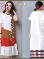 ชุดคลุมท้อง ลายแฟชั่น สีสันสดใสน่ารัก ขาว น้ำตาล แดง M,L,XL,XXL