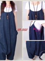 เอี๊ยมคลุมท้องตัวใหญ่ทรงฮาเร็ม เป้ายาว ยีนส์ผ้านิ่ม M L