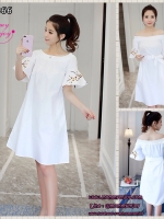 ชุดคลุมท้องแฟชั่นเกาหลี ใส่ได้หลายแบบ แขนกระดิ่ง ปักดอกไม้ น่ารักมาก M L XL XXL