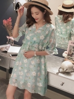 ชุดคลุมท้องแขนระบาย ผ้าชีฟองมีซับใน มีเชือกผูกด้านหน้า น่ารักมากค่ะ M L XL XXL