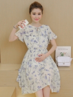 ชุดคลุมท้องแขนระบาย ผ้าชีฟองมีซับใน มีเชือกผูกที่คอ ช่วงเอวเป็นยางยืด น่ารักค่ะ M L XL