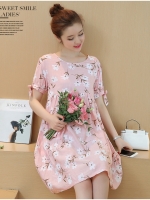 ชุดคลุมท้องเปิดให้นมแฟชั่น ผ้าฝ้าย ลายดอกไม้ แขนผูก เปิดให้นมแนวนอน ทรงสวย น่ารักค่ะ M,L,XL,XXL