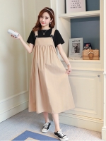 เอี๊ยมกระโปรงคลุมท้องยาว ผ้านิ่มทิ้งตัวสวย มีกระเป๋าข้าง สวยใส่ได้ถึงคลอดค่ะ M,L,XL,XXL