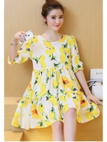 ชุดคลุมท้องเปิดให้นมได้ ซิบเปิดแนวขวาง ลายเลม่อน น่ารักค่ะ M, L,XL