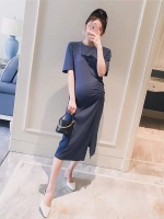 เดรสคลุมท้องแฟชั่นสไตล์ เข้ารูป สวย ผ้านิ่ม แขนสั้น ใส่สบาย M L XL XXL