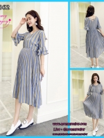 ชุดคลุมท้องเดรสสไตล์เกาหลี ช่วงล่างอัดพรีท ผ้าชีฟองใส่ได้ถึงคลอด สวยดูดีมากๆ M L XL XXL