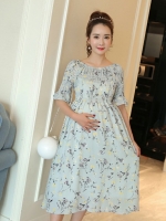 ชุดคลุมท้องเกาหลี สม๊อคเปิดไหล่ก็ได้ แขน3ส่วน ปลายแขนระบาย M,L,XL,XXL