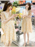 เดรสคลุมท้องแฟชั่น ปกใหญ่ ผ้าลูกไม้มีซับใน ปลายแขนและปก แต่งด้วยลูกไม้ ผ้าสวยใส่สบาย M L XL XXL