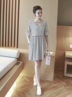 ชุดคลุมท้อง ลายขาว-ดำ แขน3ส่วน มีเชือกผูกหลัง M,L,XL,XXL