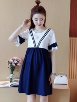 ชุดคลุมท้องเปิดให้นมแฟชั่นเกาหลี แขนระบาย เปิดให้นมแนวขวาง เชือกผูกหลังถอดได้ M,L,XL,XXL