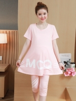 ชุดเสื้อ+กางเกงคนท้อง แบบ4ส่วน เสื้อทรงบาน ลายน่ารัก กางเกงมีสายปรับขนาดภรรภ์ M,L,XL,XXL