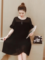 ชุดคลุมท้อง ผ้าชีฟอง ช่วงบนเป็นซีทรู ตัวชุดอัดพรีท น่ารักค่ะ S,M,L,XL,2XL,3XL