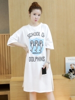 ชุดคลุมท้องแฟชั่นเกาหลี ผ้าcotton เนื้อนิ่ม ผ่าข้าง L,XL,2XL,3XL